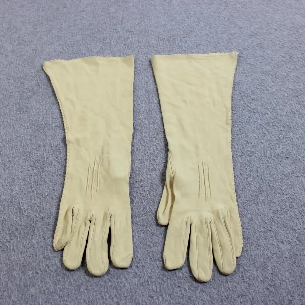 Vintage Lauer Gloves Women One Size White Yellow Nylon Lot X 2 Evening Cosplay